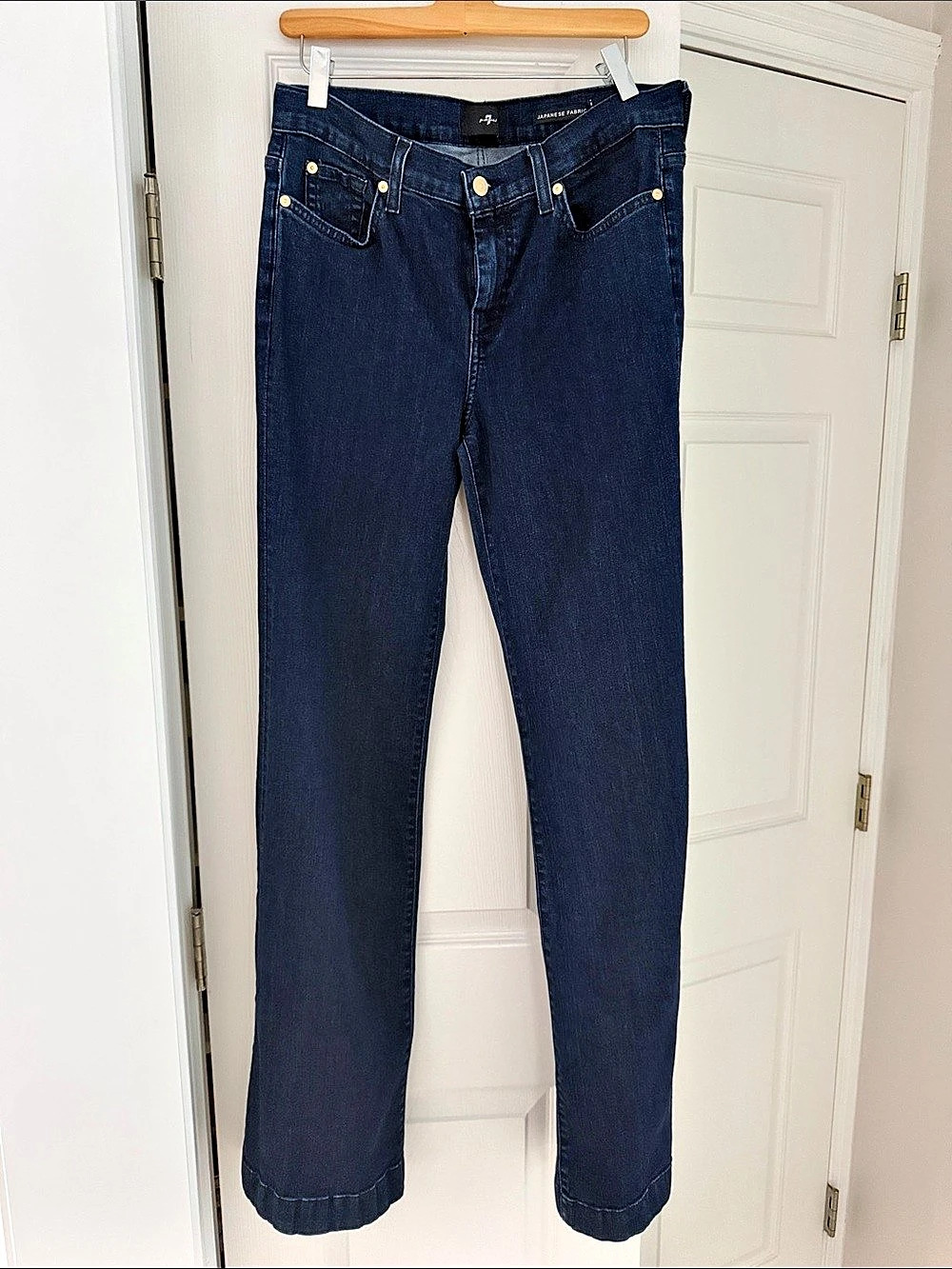 7 For All Mankind Dojo Trouser Flare Jeans with Pink Stitching Women's Boot Cut